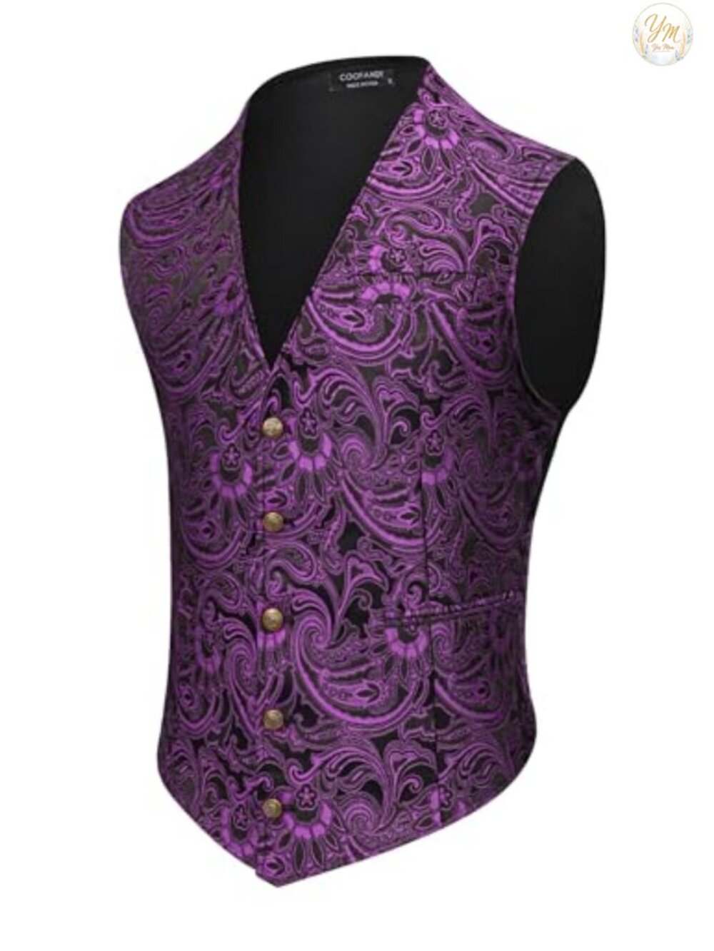 Men's Paisley Victorian Steampunk Suit Vest Slim Fit V-Neck Tuxedo Waistcoat